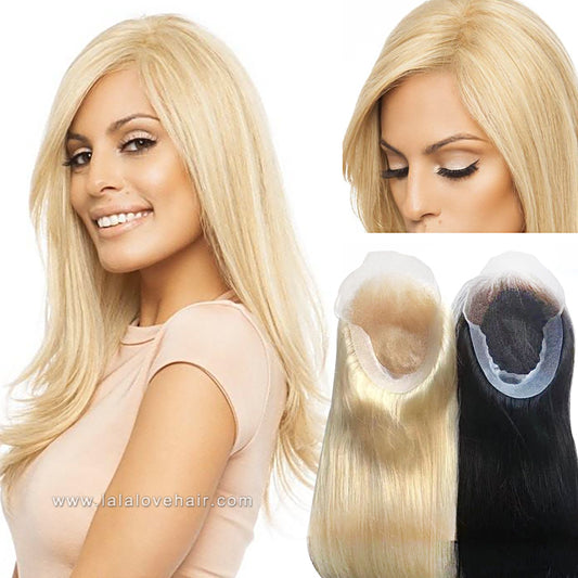 Q6 European Human Hair Topper Premium Human Hair Toupee for Women Swiss Lace With PU