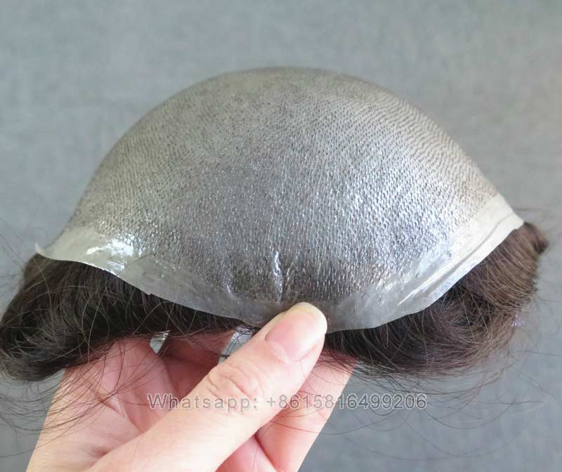 Invisible V-loop front Thin Skin Base Men's Capillary Prosthesis 0.06mm Thick Human Hair System Men Toupee Natural Hairline