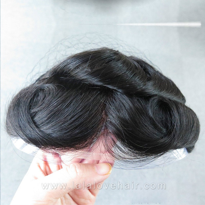 6 Inches Versalite Men Toupee Hair Prosthesis Lace With Pu Breathable 100% Natural Indian Human Hair Men Wig Systems Wig