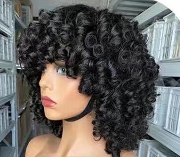 Egg Curly Double Drawn Human Hair Wigs Burgundy 99J Brown Short Loose Wave Wig