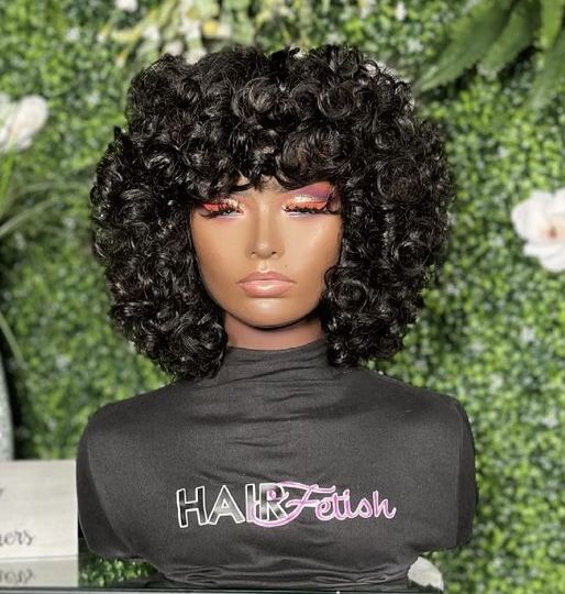 Egg Curly Double Drawn Human Hair Wigs Burgundy 99J Brown Short Loose Wave Wig