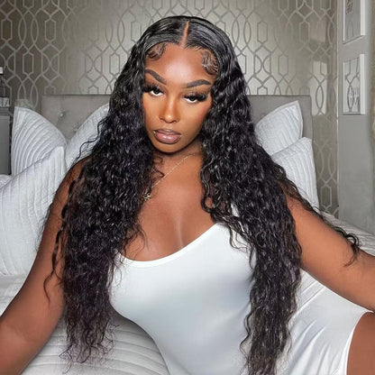 180% 210% Water Wave 13x4 & 13x6 Full Frontal Lace Wig Natural Color Human Hair Wigs