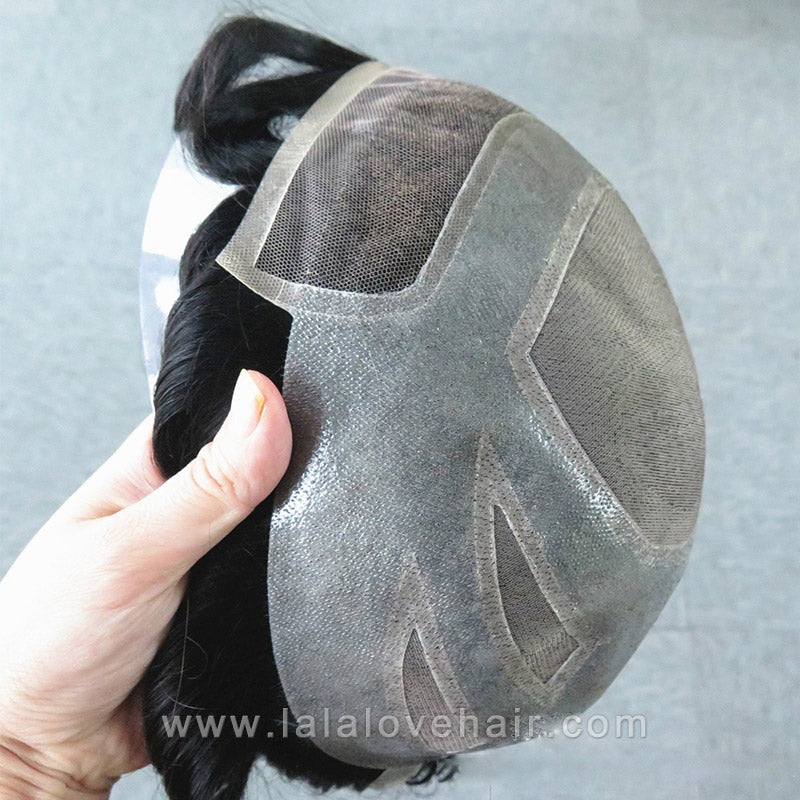6 Inches Versalite Men Toupee Hair Prosthesis Lace With Pu Breathable 100% Natural Indian Human Hair Men Wig Systems Wig