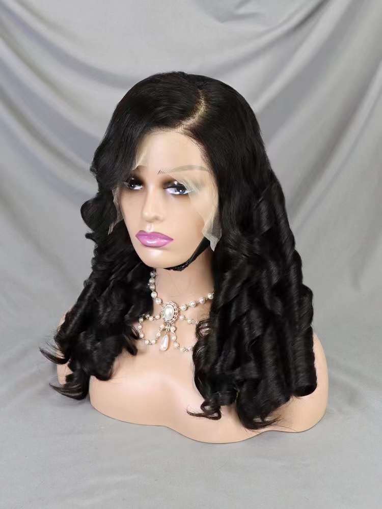 300% Density 13*4 Full Frontal Wig Egg Wave 18inch Human Hair Double Drawn Wig 9 Color Available