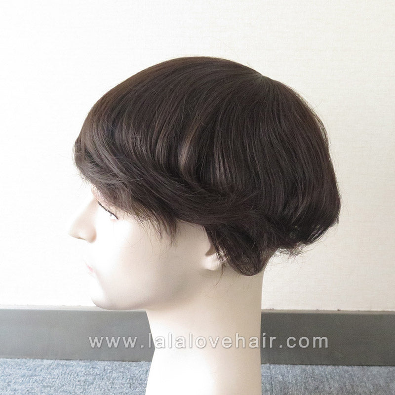 Indian Human Hair Toupee skin Fine mono with PU and bleached lace front toupee for men hair replacement wigs men hair piece