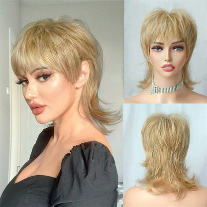 Full Machine Pixie Cut Wigs Human Hair Short Shaggy Layered Wig With Bangs