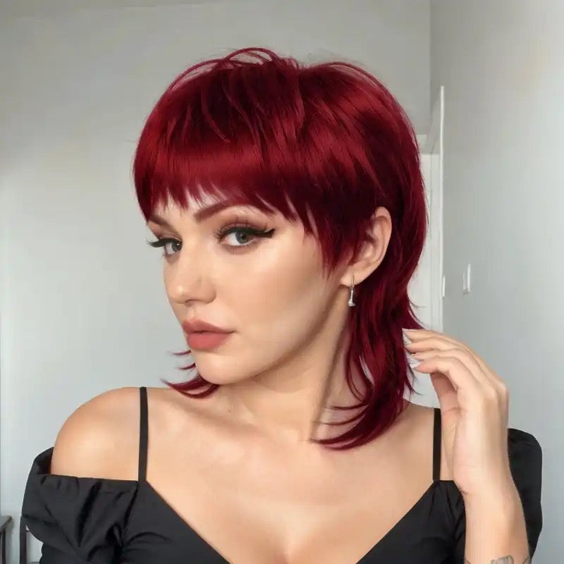 Full Machine Pixie Cut Wigs Human Hair Short Shaggy Layered Wig With Bangs