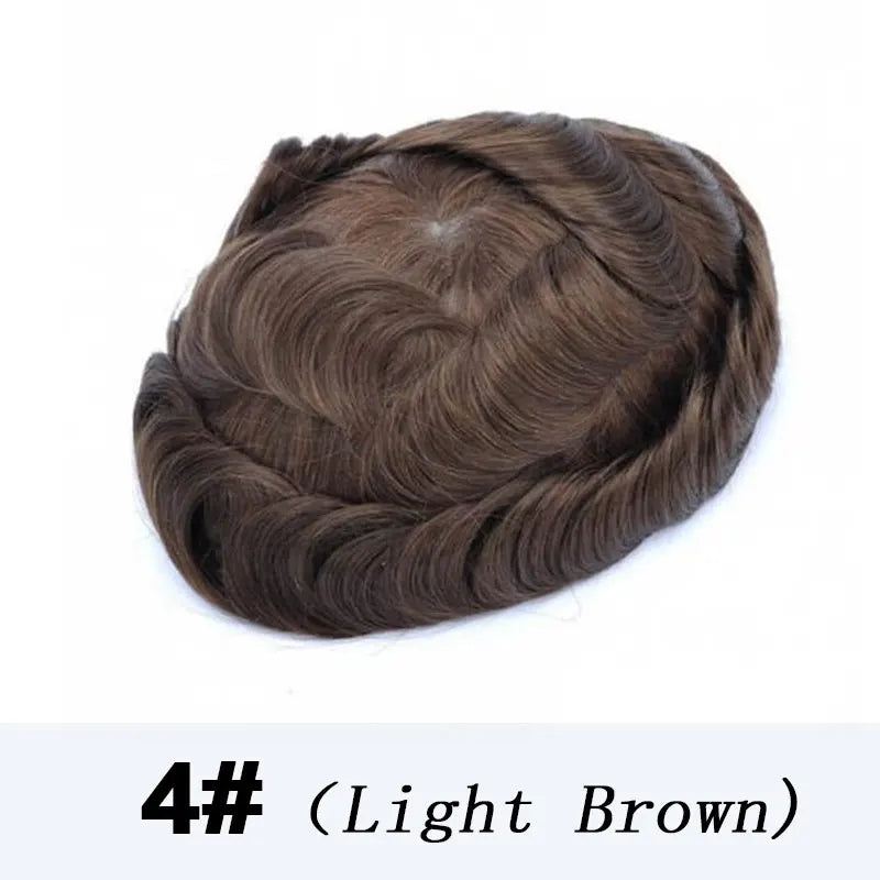 DURA Mono Toupee Hair Durable Man Wig Natural Indian Human Hair Wig for Men Breathable Mens Hair System