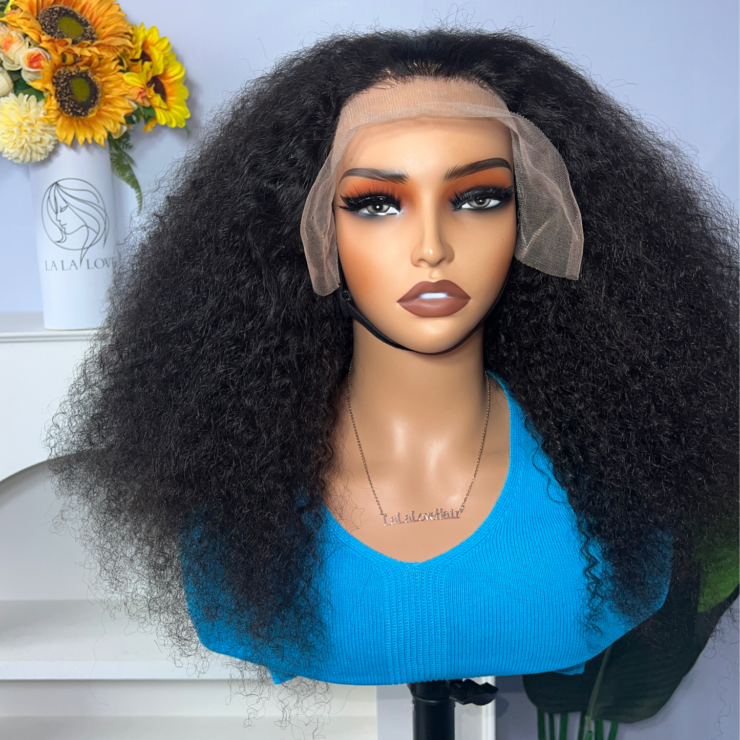 300% Full Density Afro curly Human hair 13x4 Lace Frontal wig 20"