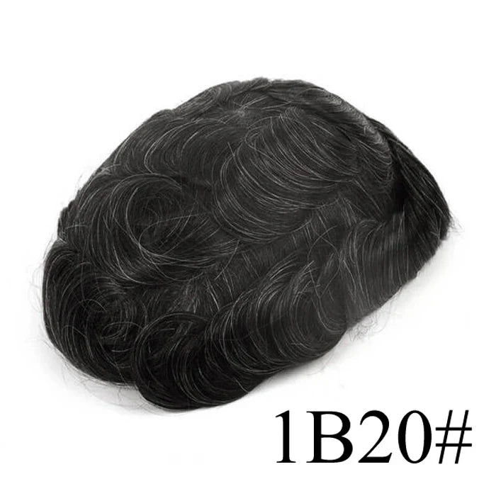 Bleached Knots Breathable Full French Lace Natural Hair Line Hundred Percent Human Hair Prosthesis Men's Toupee