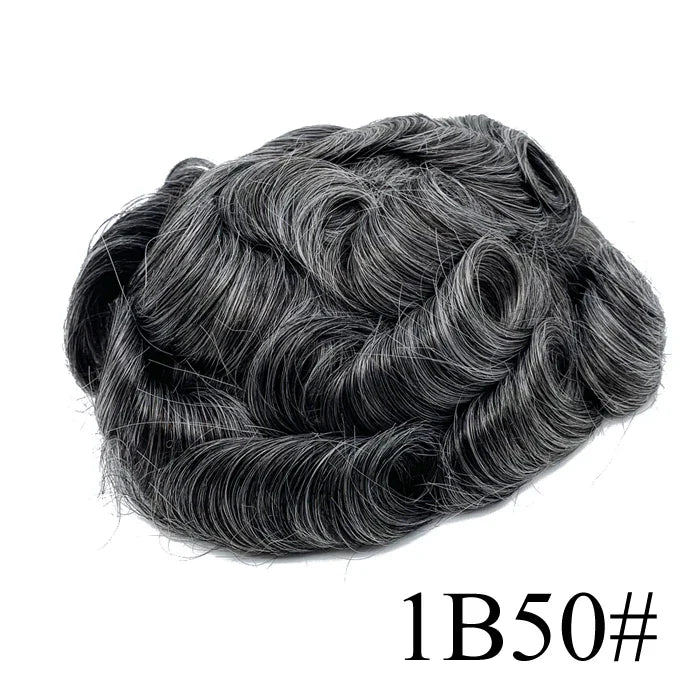 Bleached Knots Breathable Full French Lace Natural Hair Line Hundred Percent Human Hair Prosthesis Men's Toupee