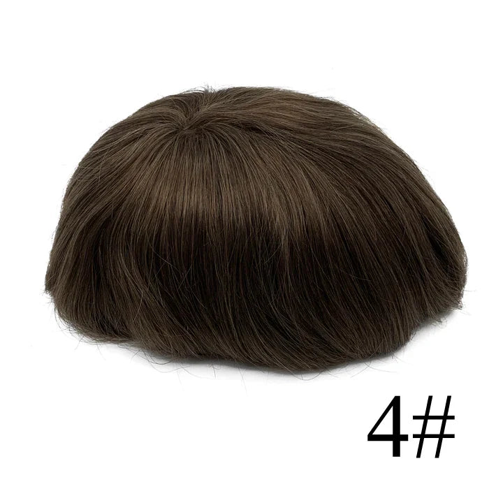 Bleached Knots Breathable Full French Lace Natural Hair Line Hundred Percent Human Hair Prosthesis Men's Toupee