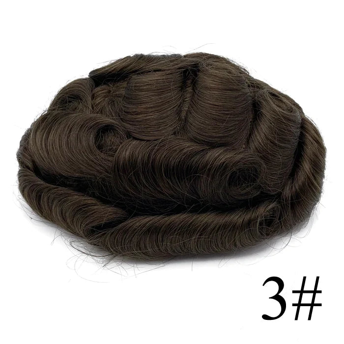 Bleached Knots Breathable Full French Lace Natural Hair Line Hundred Percent Human Hair Prosthesis Men's Toupee