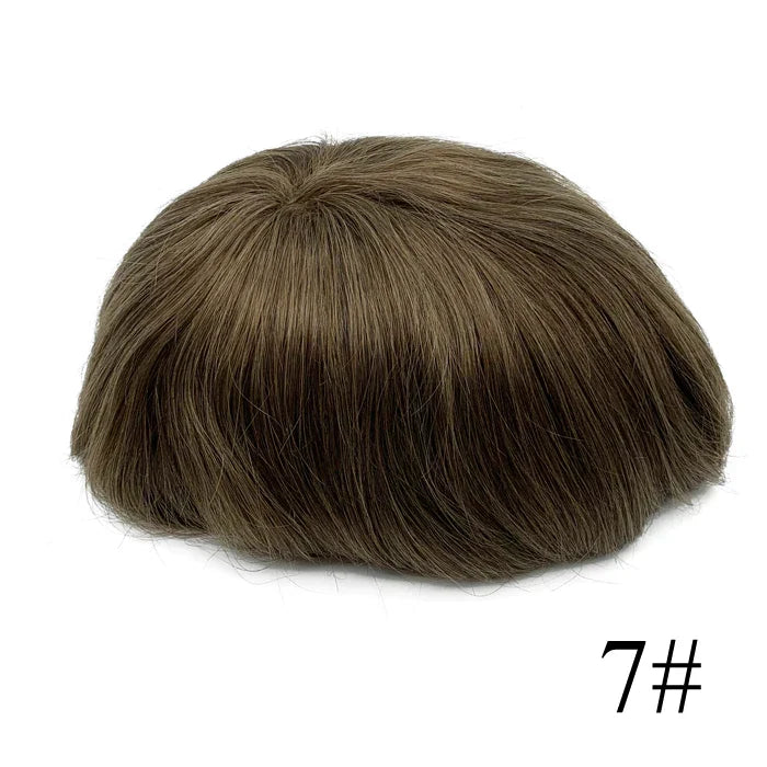 Bleached Knots Breathable Full French Lace Natural Hair Line Hundred Percent Human Hair Prosthesis Men's Toupee