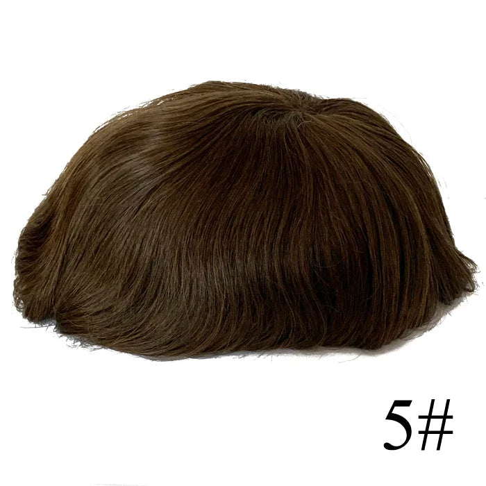 Bleached Knots Breathable Full French Lace Natural Hair Line Hundred Percent Human Hair Prosthesis Men's Toupee