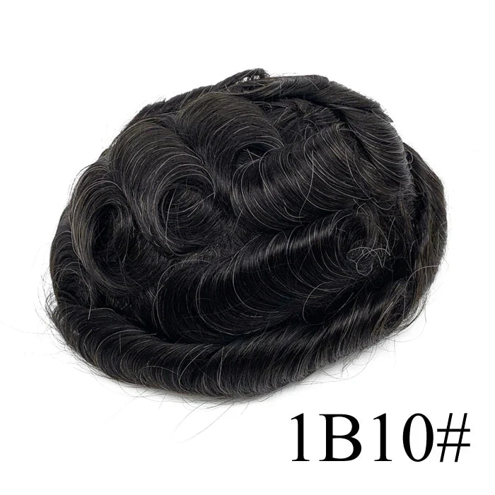 Bleached Knots Breathable Full French Lace Natural Hair Line Hundred Percent Human Hair Prosthesis Men's Toupee