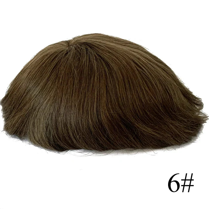 Bleached Knots Breathable Full French Lace Natural Hair Line Hundred Percent Human Hair Prosthesis Men's Toupee