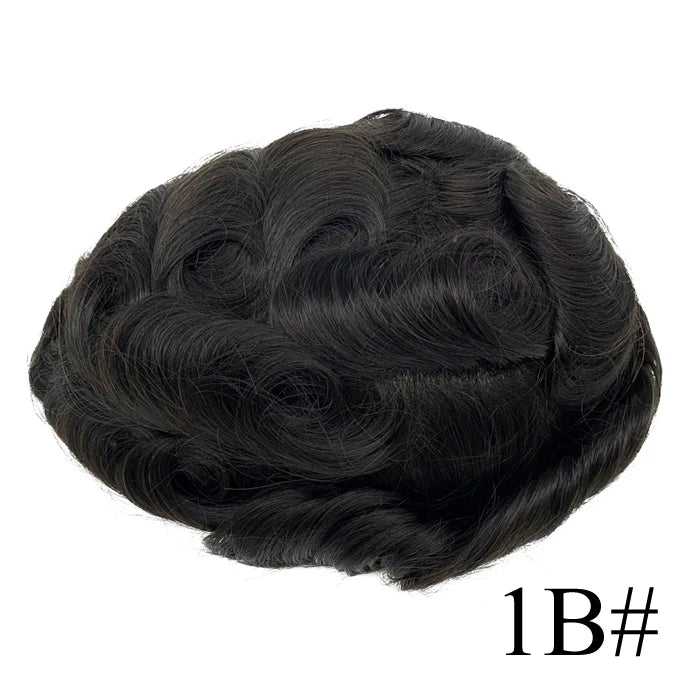Bleached Knots Breathable Full French Lace Natural Hair Line Hundred Percent Human Hair Prosthesis Men's Toupee