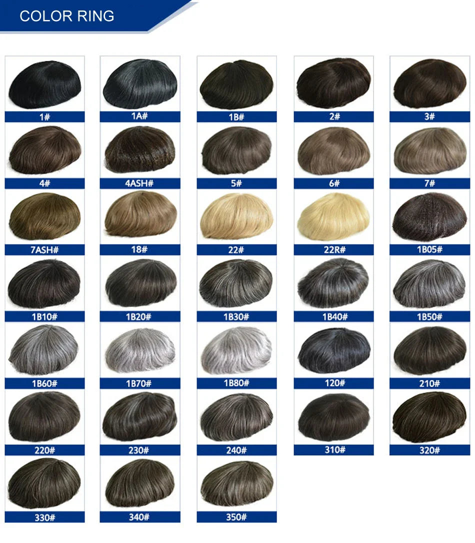 Bleached Knots Breathable Full French Lace Natural Hair Line Hundred Percent Human Hair Prosthesis Men's Toupee