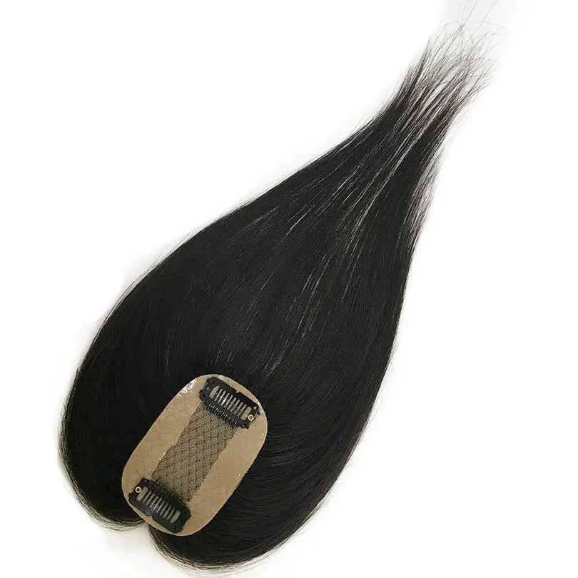 5x8cm Hand Tied Silk Base Virgin Hair Toppers 2 Clips For Women Silkty Straight Natural Scalp For Thinning Hair
