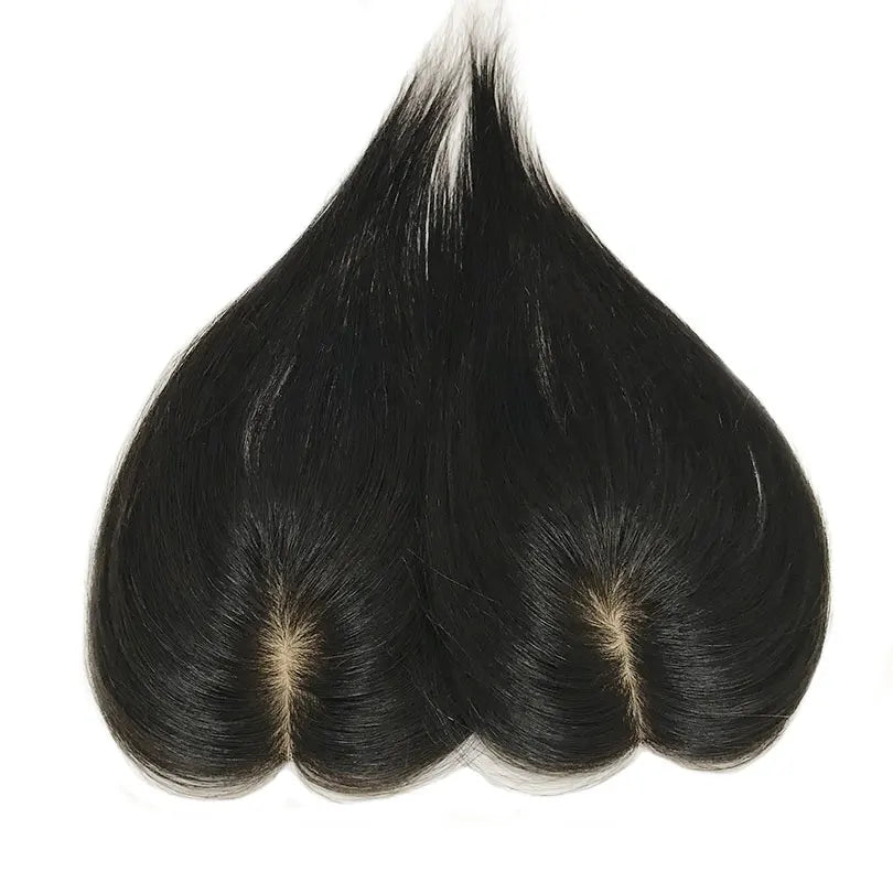 5x8cm Hand Tied Silk Base Virgin Hair Toppers 2 Clips For Women Silkty Straight Natural Scalp For Thinning Hair