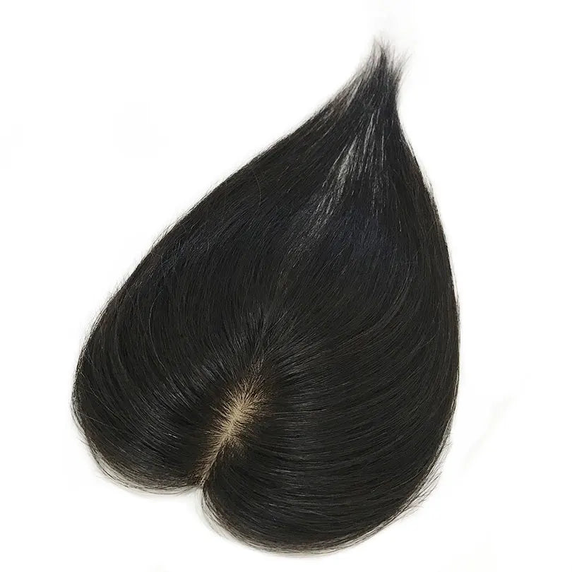 5x8cm Hand Tied Silk Base Virgin Hair Toppers 2 Clips For Women Silkty Straight Natural Scalp For Thinning Hair