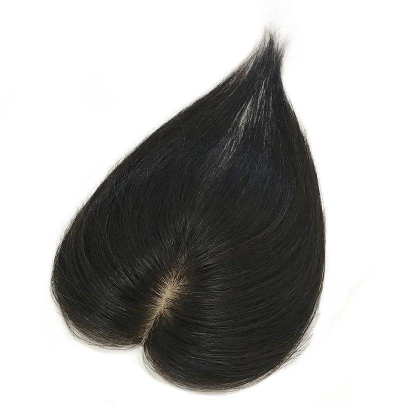 5x8cm Hand Tied  Silk Base Virgin Hair Toppers 2 Clips For Women Silkty Straight Natural Scalp For Thinning Hair