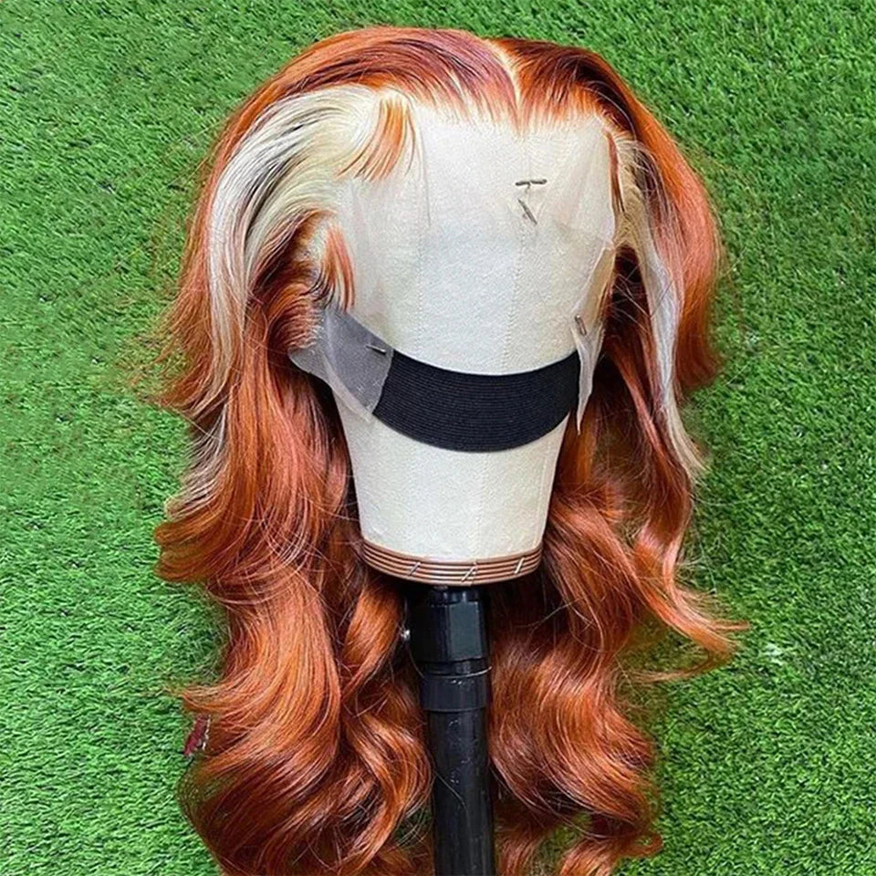 13x4 Colored Human Hair Wigs Orange Ginger Lace Front Wig 613 Blonde Body Wave Lace Front Wig