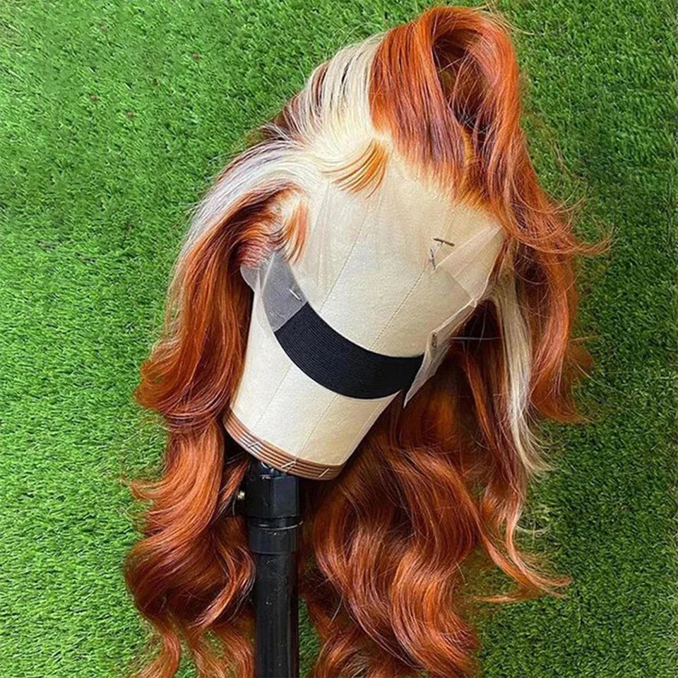 13x4 Colored Human Hair Wigs Orange Ginger Lace Front Wig 613 Blonde Body Wave Lace Front Wig