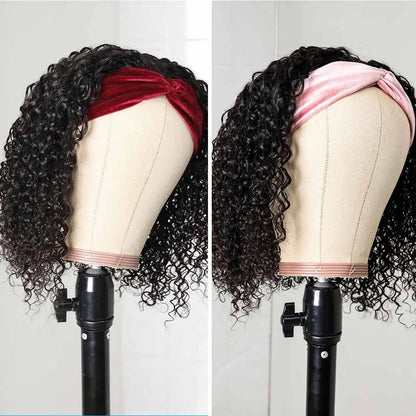 180% Water Wave Bob Headband Wig Human Hair Ready To Wear Brazilian Short Bob Wigs