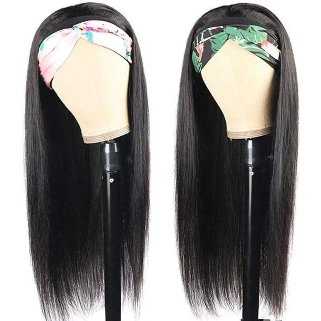 Headband Wigs 180% Density Straight Human Hair Ready To Wear None Lace Front Wig