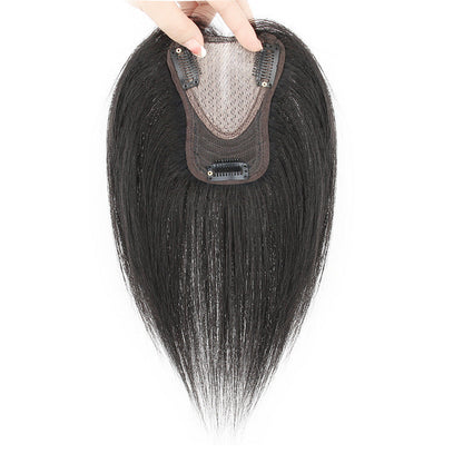 9x11cm Human Hair toupee Hand woven heart-shaped center parted Hair replacement