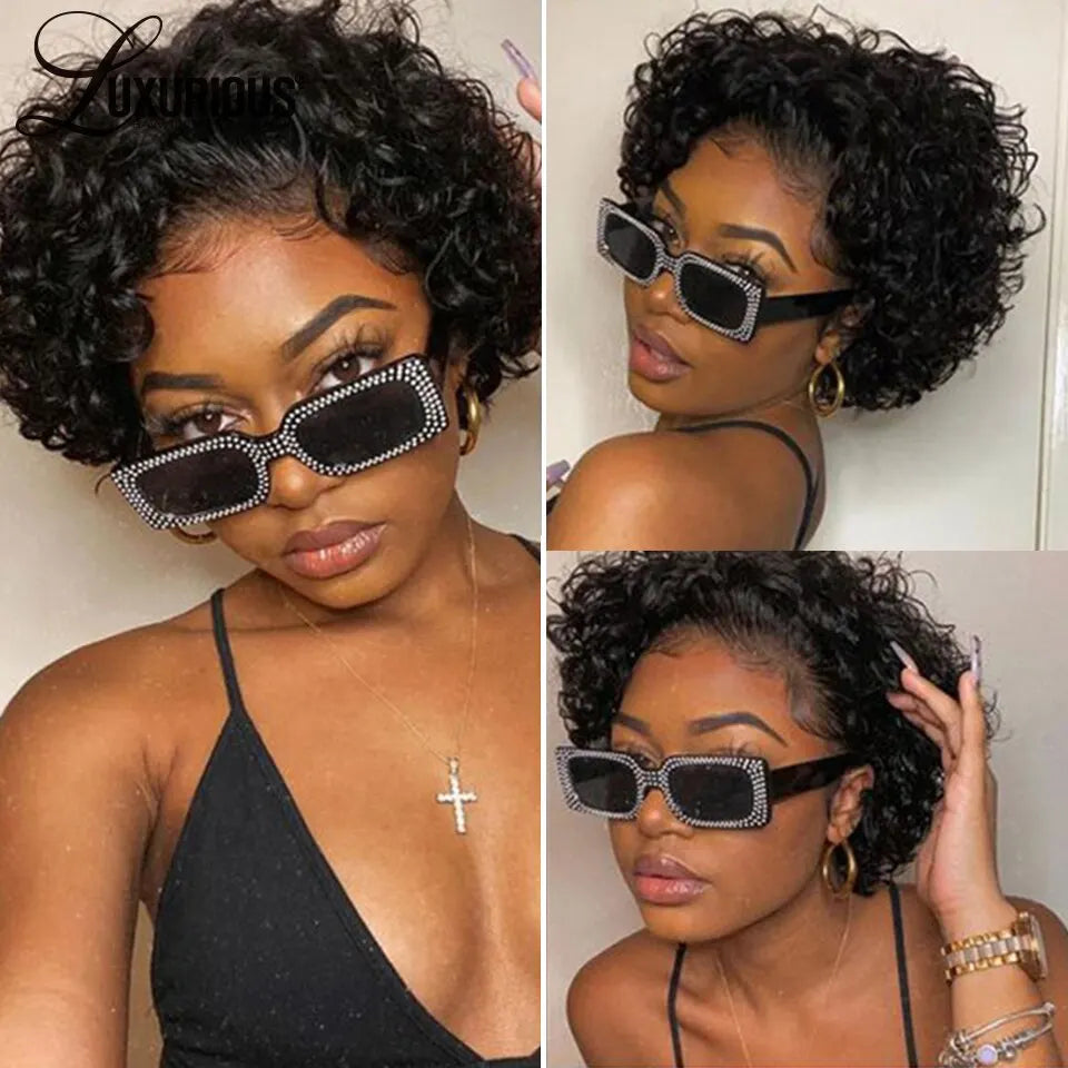 Pixie Cut Wigs Human Hair Short Curly 13x4 & 13*1 Lace Front Human Hair Wigs
