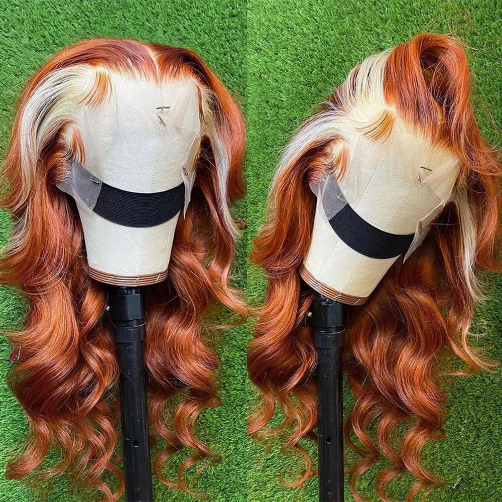 13x4 Colored Human Hair Wigs Orange Ginger Lace Front Wig 613 Blonde Body Wave Lace Front Wig