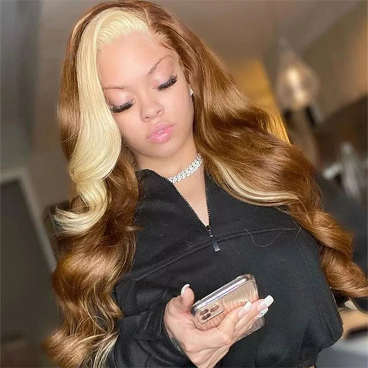 13x4 Colored Human Hair Wigs Lace Front Wig Brown 613 Body Wave Lace Front Wig