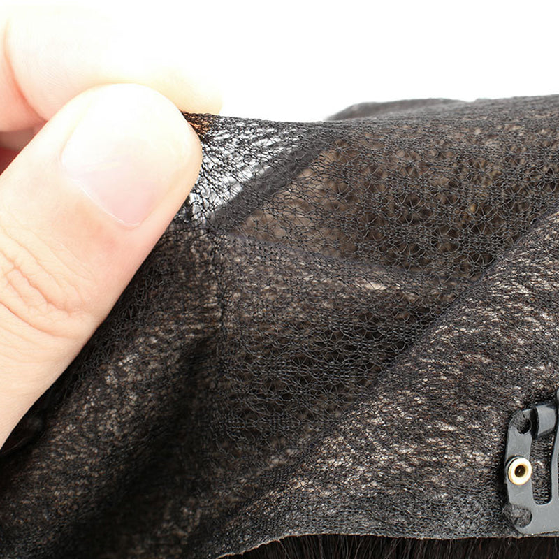 10x13cm Human hair top hairpiece invisible covering white hair replacement for women