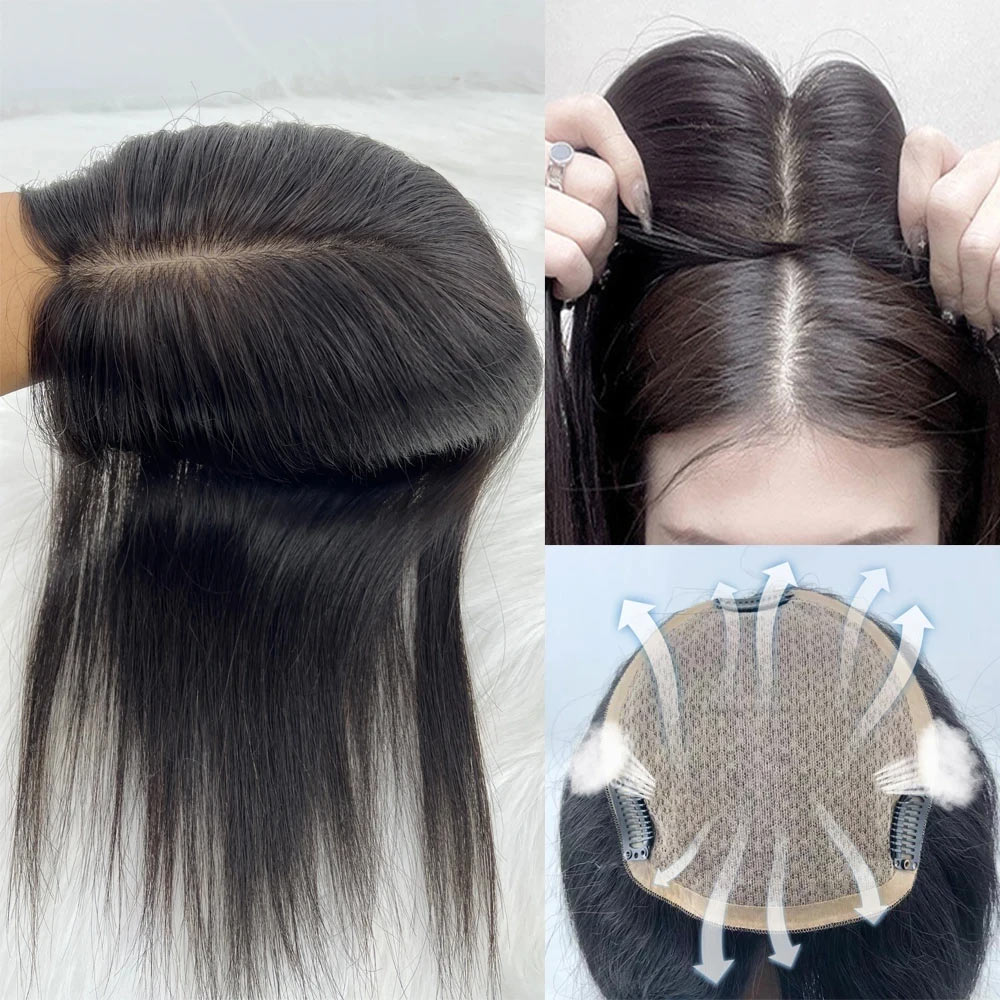 12x14cm & 13x15cm & 14x16cm Women Toupee Skin Silk Base Virgin European Human Hair Topper for Bald Thin Hair Fine Hairpiece