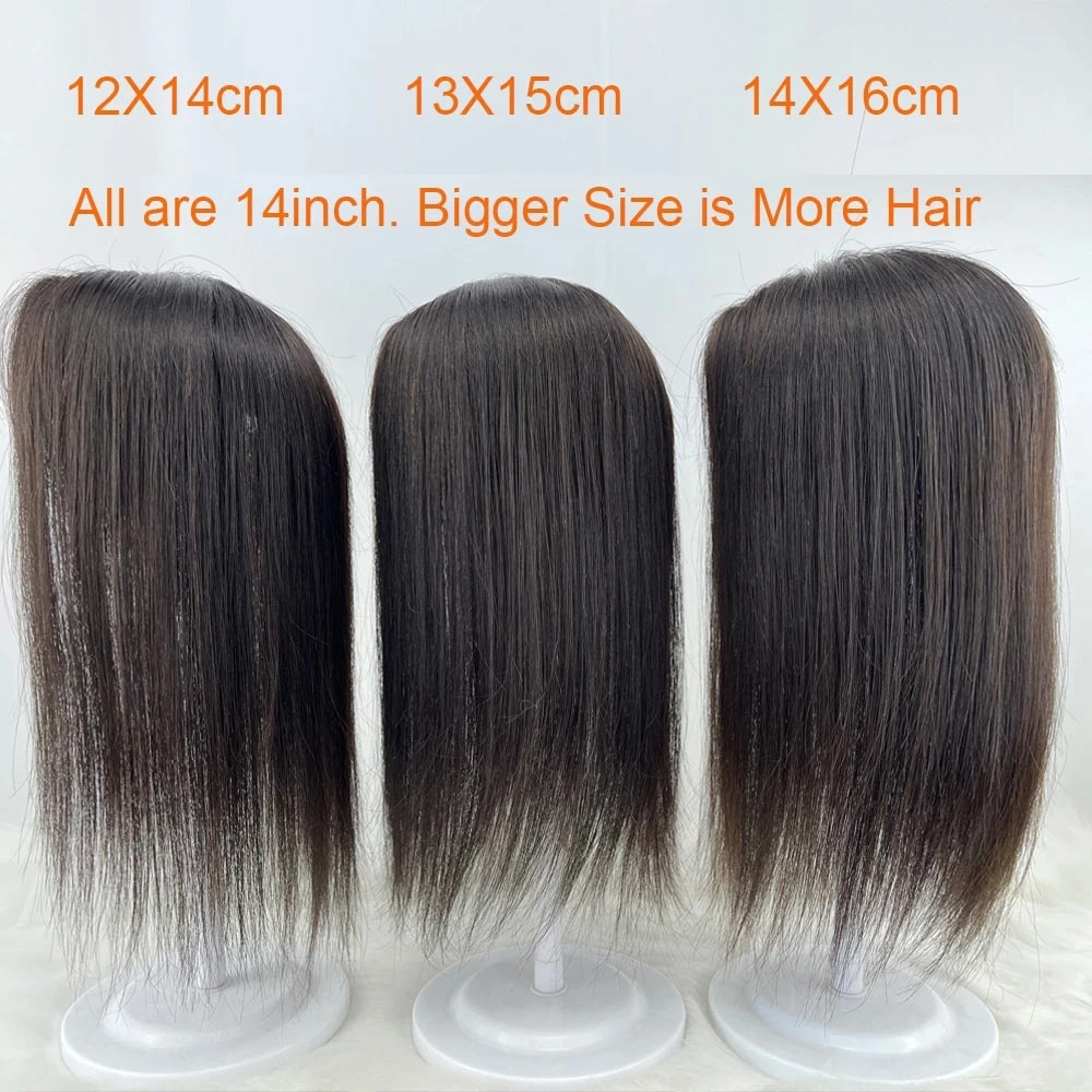 12x14cm & 13x15cm & 14x16cm Women Toupee Skin Silk Base Virgin European Human Hair Topper for Bald Thin Hair Fine Hairpiece