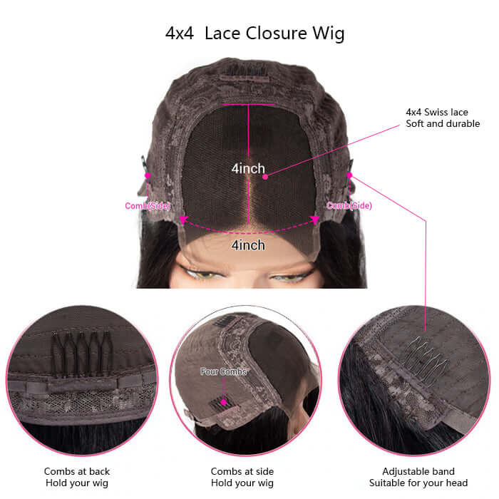 13x4 Frontal / 4x4 Lace Closure Wig Customized Ombre 1b/#4/27 Color Water Wave Lace Frontal Wig