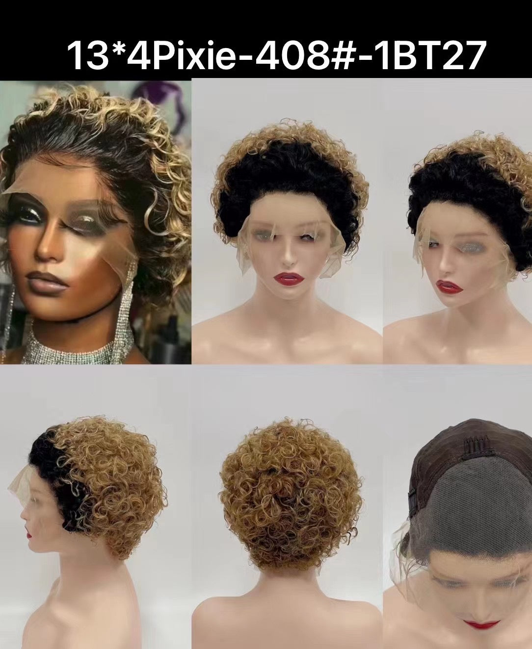 Pixie Cut Wigs Human Hair Short Curly 13x4 & 13*1 Lace Front Human Hair Wigs