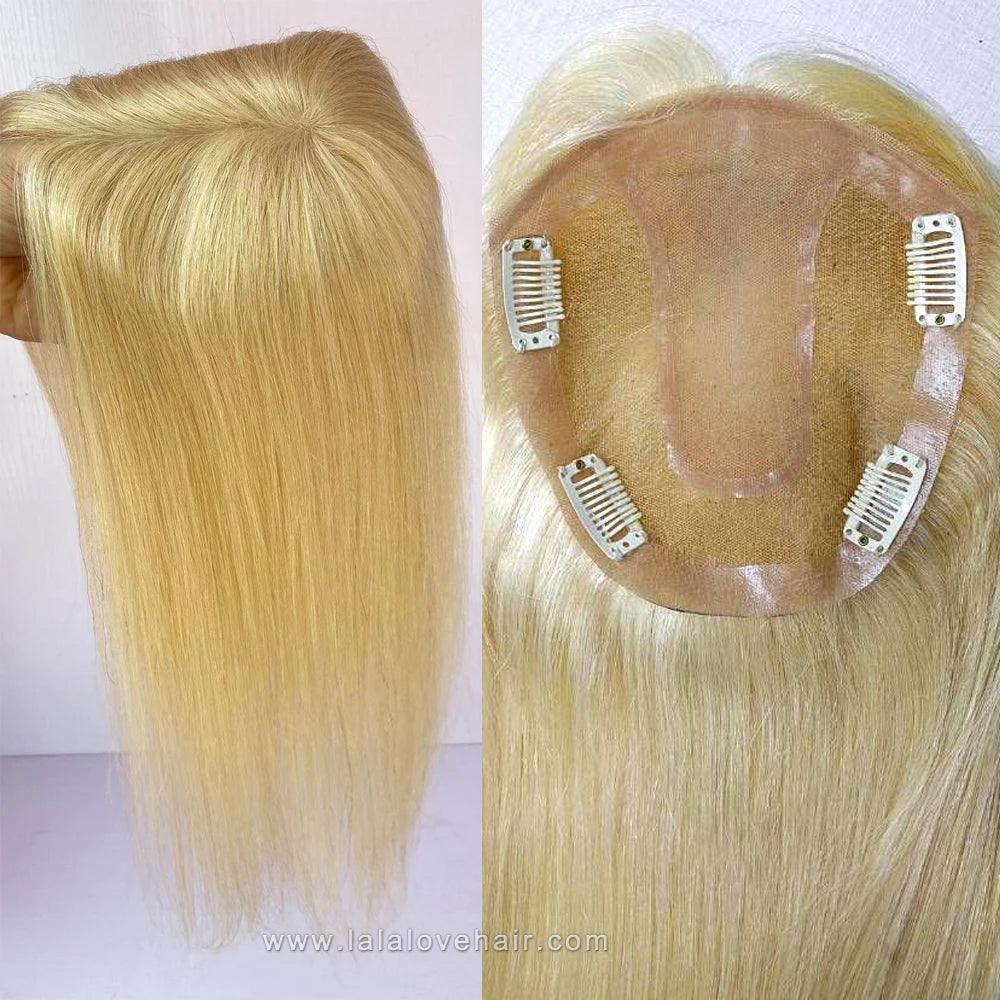 14x16cm Center Parting Human Hair Toppers Lace with PU System Replacement Women Toupee #613 Color