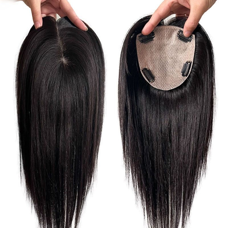 Multi Size Human Hair Silky Straight Women Topper Hair Pieces Clips in Women Toupee