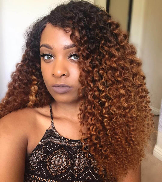 13x4 Frontal / 4x4 Lace Closure Wig Customized Ombre 1b/#4/27 Color Water Wave Lace Frontal Wig