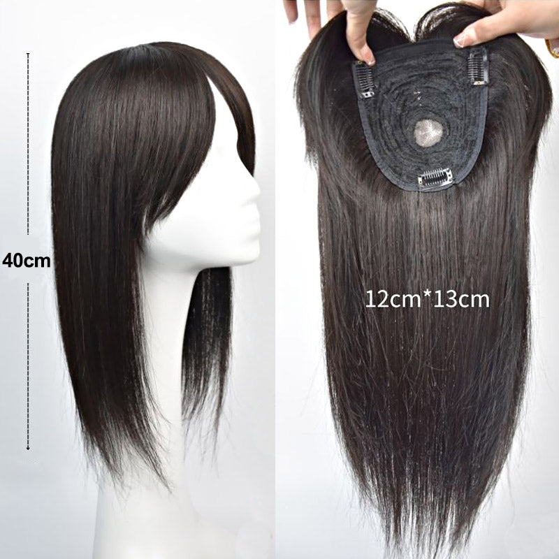 Women Toupee Remy Hair Straight Hair Topper Hairpiece Natural Hair Clip in Human Hair Extensions Cover Hair Loss
