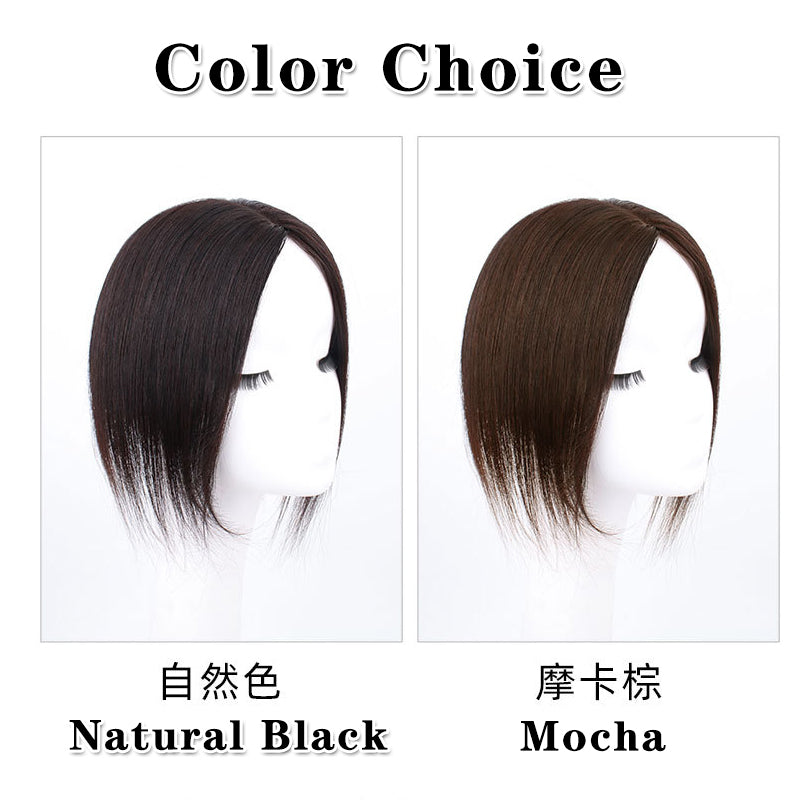 10x13cm Human hair top hairpiece invisible covering white hair replacement for women