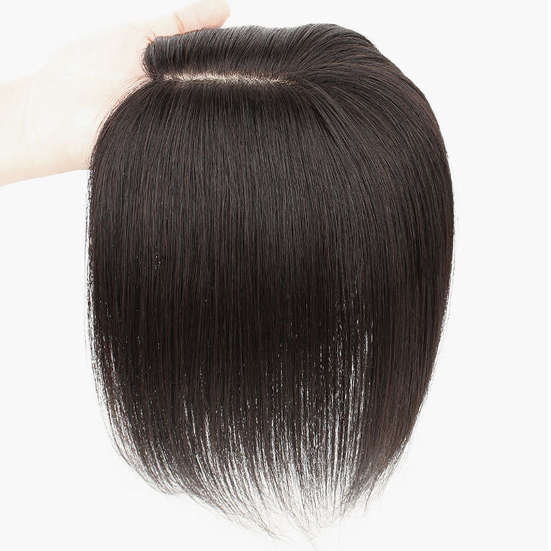 10x13cm Human hair top hairpiece invisible covering white hair replacement for women