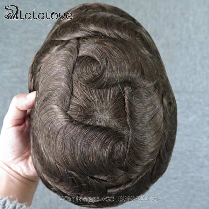Bond-Toupee Mono On Top With PU Front & NPU Back Base Toupee For Men Male Hair Prosthesis Natural Human Hair Men's Wigs Systems