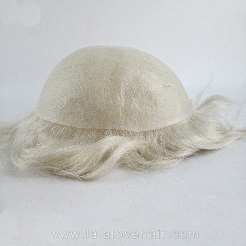 Indian Human Hair Men's Toupee Thin PU Skin Blonde NG #60 #613 Mens Hair Replacement Systems Monofilament Wigs