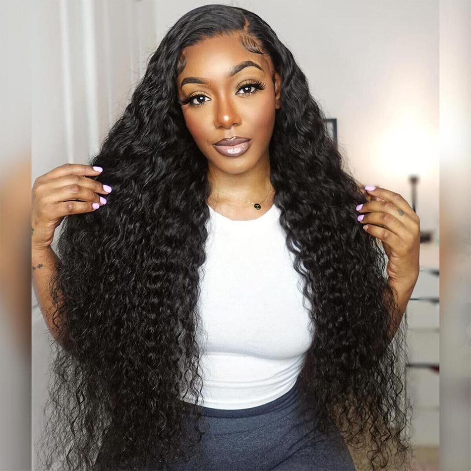 180% 210% Water Wave 13x4 & 13x6 Full Frontal Lace Wig Natural Color Human Hair Wigs