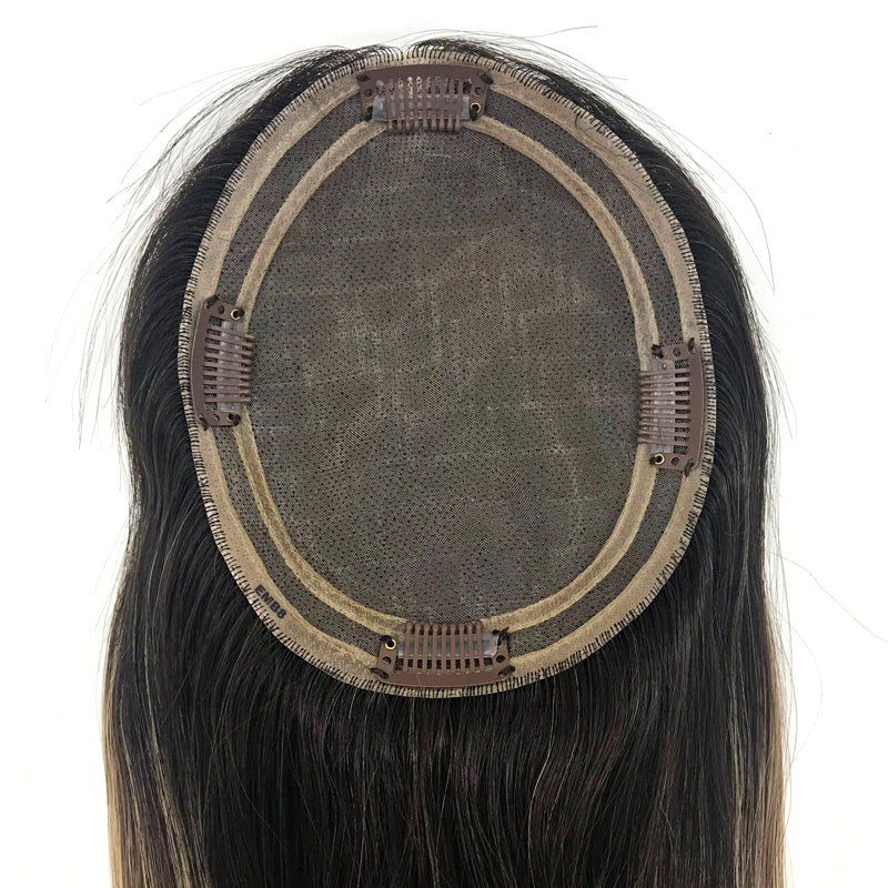 16Inches Human Hair Breathable Mono With Clip Toupee Women Wig Hair Piece all hand woven